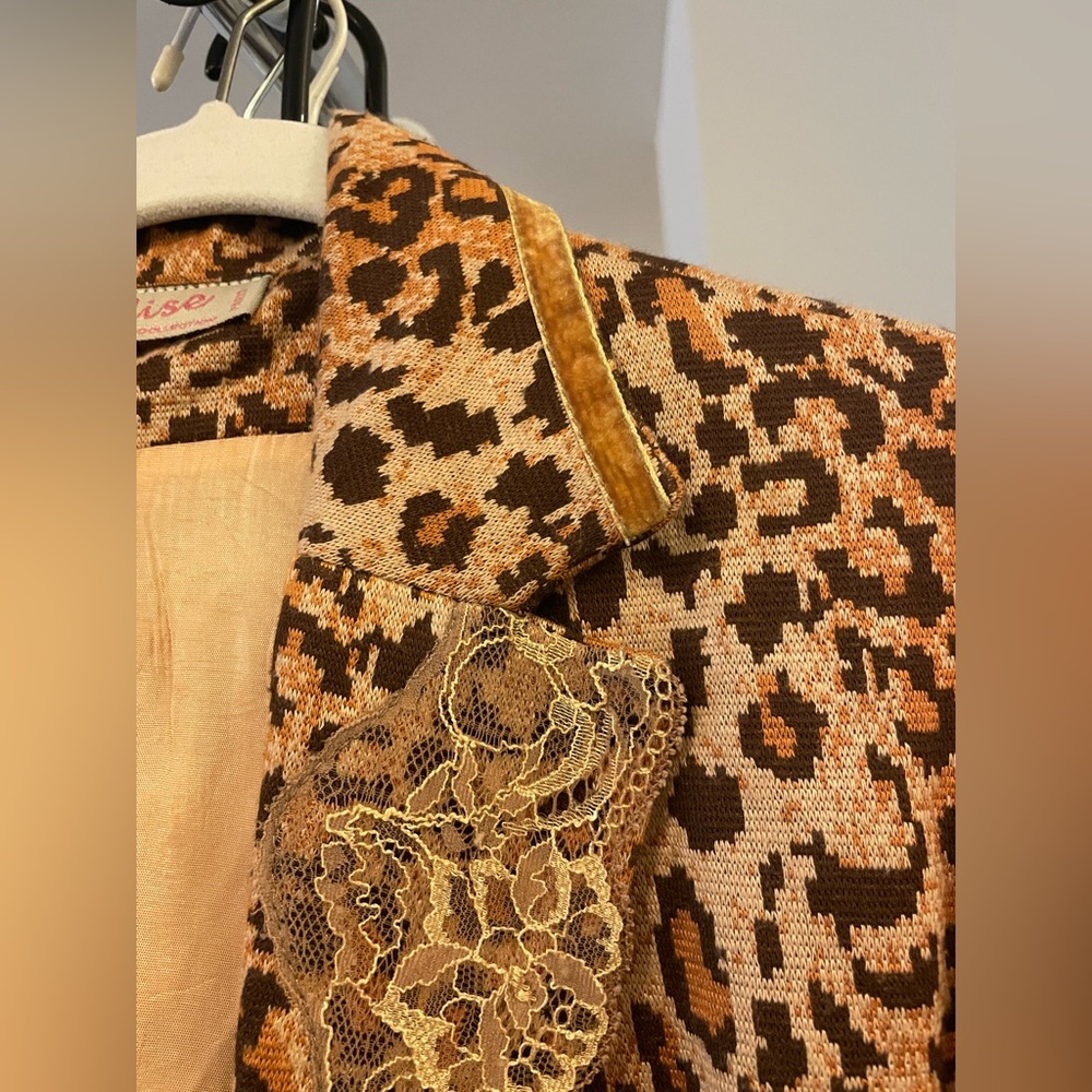 Vintage Leopard Lace Detailing Suit Blazer Jacket